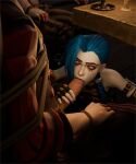 1boy 1girl 2_girls 3d adoptive_daughter adoptive_incest age_difference arcane arcane_jinx arcane_vi blue_hair fellatio fellatio handjob jinx_(league_of_legends) league_of_legends male nightcrynsfw oral penis purple_eyes restrained ruined_makeup runny_makeup silco_(arcane) straight tied_up vi