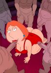 ass bra breasts cheating_wife erect_penis family_guy fellatio group_sex kneel lois_griffin no_panties thighs