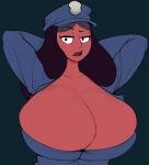 1girl 1girls absurd_res alternate_version_available annoyed annoyed_expression arms_behind_head big_breasts black_eyes black_hair breasts breasts_bigger_than_head cartoon_network clothed clothing curvaceous curvy curvy_female curvy_figure dark-skinned_female dark_skin dialogue digital_media_(artwork) eyebrows eyelashes female_focus female_only flat_color flat_colors headwear high_res hourglass_figure huge_breasts looking_at_viewer madheaven mature_female milf motion_lines police police_hat police_uniform policewoman priyanka_maheswaran rn steven_universe thick_thighs voluptuous voluptuous_female wide_hips