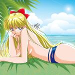 1girl adult_swim alluring anello81 beach bikini bikini_bottom_only bishoujo_senshi_sailor_moon bishoujo_senshi_sailor_moon_r bishoujo_senshi_sailor_moon_r_the_movie bishoujo_senshi_sailor_moon_s bishoujo_senshi_sailor_moon_s_the_movie bishoujo_senshi_sailor_moon_supers bishoujo_senshi_sailor_moon_supers_the_movie blonde_hair long_hair minako_aino sand swimsuit toei_animation toonami topless_female very_long_hair viz_media water