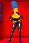hands_on_hips huge_breasts latex_bodysuit marge_simpson ready_to_fuck smiling_at_viewer the_simpsons thighs