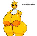 1girl 1girl 1girls animatronic animatronic_female bib big_ass big_breasts breasts breasts_bigger_than_head breasts_out chicken chicken_girl five_nights_at_freddy's five_nights_at_freddy's_2 fnaf hyper hyper_ass hyper_breasts phasianid robot robot_girl scarmentor scottgames toy_chica_(fnaf) toy_chica_(love_taste) xxturkiaxx yellow yellow_skin