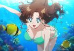 1girl accurate_art_style adult_swim alluring bare_legs big_breasts bikini bishoujo_senshi_sailor_moon bishoujo_senshi_sailor_moon_r bishoujo_senshi_sailor_moon_r_the_movie bishoujo_senshi_sailor_moon_s bishoujo_senshi_sailor_moon_s_the_movie bishoujo_senshi_sailor_moon_supers bishoujo_senshi_sailor_moon_supers_the_movie brown_hair cleavage fish green_eyes kirihyara makoto_kino ocean swimming toei_animation toonami underwater viz_media