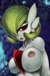 1girl big_breasts breasts female gardevoir green_hair hair large_breasts nintendo nipples open_mouth pokemon solo the_boogie theboogie video_games