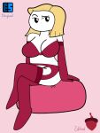 1girl big_breasts blonde_hair bra breasts crossed_legs es_lewds legs_crossed let_me_explain_studios lingerie mama_parham no_mouth panties rebeccas_mom red_bra red_lingerie red_panties sitting squirrellewds tagme youtube youtuber