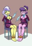  2_girls 2girls barefoot bondage bra breasts chair earrings equestria_girls exposed_breasts feather female female_only friendship_is_magic mostly_clothed my_little_pony necklace school_uniform sitting skirt suri_polomare suri_polomare_(mlp) tickling tied uniform upper_crust_(mlp) 