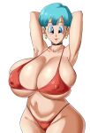 bikini bulma_brief bulma_briefs_(buu_saga) cheating cheating_wife dragon_ball dragon_ball_z earrings pose posing short_hair