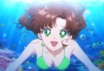 1girl accurate_art_style adult_swim alluring big_breasts bikini bishoujo_senshi_sailor_moon bishoujo_senshi_sailor_moon_r bishoujo_senshi_sailor_moon_r_the_movie bishoujo_senshi_sailor_moon_s bishoujo_senshi_sailor_moon_s_the_movie bishoujo_senshi_sailor_moon_supers bishoujo_senshi_sailor_moon_supers_the_movie brown_hair cleavage fish green_eyes kirihyara makoto_kino ocean swimming toei_animation toonami underwater viz_media