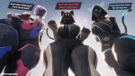 1girl 3_girls 3d agata_(fortnite) blender cat_girl catgirl catsuit control_(fortnite) dialogue dialogue_box doonography female_focus female_only fortnite fortnite:_battle_royale giantess helmet low-angle_view masked masked_female motorcycle_helmet neuralynx_(fortnite) panther_(fortnite) pov screen_face skin_tight tail tall taller_female text watermark wide_hips