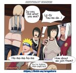 age_difference ass before_sex breasts breasts erogakure fishnet_clothing fishnets jiraiya naruto naruto_(classic) naruto_uzumaki shizune tsunade undressing undressing_another