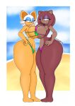 2girls bat bikini female hedgehog interspecies longbit_0 original_character rouge_the_bat sega sonic_the_hedgehog_(series)