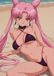 1girl accurate_art_style adult_swim alluring beach big_breasts bikini bishoujo_senshi_sailor_moon bishoujo_senshi_sailor_moon_r bishoujo_senshi_sailor_moon_r_the_movie bishoujo_senshi_sailor_moon_s bishoujo_senshi_sailor_moon_s_the_movie bishoujo_senshi_sailor_moon_supers bishoujo_senshi_sailor_moon_supers_the_movie chibi_usa cleavage magenta_eyes mischievous mischievous_grin mischievous_look mischievous_smile nightcore_(artist) ocean pin_up pink_hair toei_animation toonami viz_media