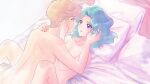 2_girls adult_swim alluring bed bishoujo_senshi_sailor_moon bishoujo_senshi_sailor_moon_s bishoujo_senshi_sailor_moon_s_the_movie bishoujo_senshi_sailor_moon_supers bishoujo_senshi_sailor_moon_supers_the_movie blonde_hair completely_nude couple eye_contact female_focus fingernails hand_on_another's_cheek hand_on_another's_face haruka_ten'ou high_res looking_at_another lying michiru_kaiou multiple_girls nude pillow purple_eyes red_lips short_hair smile tasuku_(tasukurukuru) teal_hair toei_animation toonami very_short_hair viz_media yuri