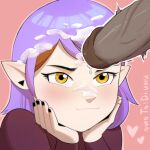 1boy 1girl 1girls after_facial amity_blight blush cum cum_on_face dark-skinned_male dark_skin disney disney_channel facial floating_heart heart light-skinned_female light_skin male owotodiuwu penis precum purple_hair smug the_owl_house throbbing throbbing_penis witch_(the_owl_house) yellow_eyes