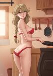 1girl 1girl alluring ass ass_cleavage ass_crack big_ass blonde_female blonde_hair braided_hair butt_crack cooking deilan12 edited faye_(fire_emblem) female_focus female_only fire_emblem fire_emblem_echoes:_shadows_of_valentia intelligent_systems kitchen looking_at_viewer nintendo panties perky_breasts red_ribbon red_underwear slim_waist strapless_bra