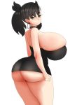 1girl 1girl ass big_ass big_breasts black_hair blush breasts embarrassed fladdykin game_freak huge_breasts looking_at_viewer marnie_(pokemon) nintendo panties pokemon short_hair underwear