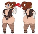1girl 1girls alternate_costume alternate_version_available ass big_ass big_breasts big_nose blue_eyes breasts brown_hair character_sheet chubby chubby_female detnox female_focus fishnet_legwear genderswap genderswap_(mtf) gloves grin hat huge_ass huge_breasts light-skinned_female light_skin maria_(detnox) mariette mario_(series) pose posing smile smiling_at_viewer solo_female solo_focus super_mario_bros.
