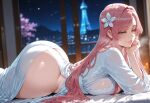 100_kanojo 1girl ai_generated ass curvy curvy_female curvy_figure hanazono_hahari kimi_no_koto_ga_dai_dai_dai_dai_daisuki_na_100-nin_no_kanojo mature_female milf night pink_hair