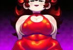 ai_generated areola areola areola_slip big_breasts cutout exaggerated_proportions freckles girlfriend_(friday_night_funkin) knottagooner red_dress shiny_clothes skindentation
