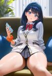 ai_generated bare_thighs big_breasts black_hair blue_eyes blush daredare_ai2 huge_breasts huge_thighs light-skinned_female light_skin long_hair looking_at_viewer panties school_uniform schoolgirl solo_female ssss.gridman takarada_rikka thick_body thick_female thick_thighs thighs voluptuous voluptuous_female
