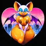 ai_generated big_ass big_breasts cityscape completely_nude exaggerated_proportions heart_background knottagooner plump rouge_the_bat sega shiny_skin sonic_the_hedgehog_(series) thick_thighs wings