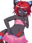  :3 black blue_eyes blush bulge cat crossdressing feline finger_to_mouth furry girly hair hanea kemono looking_at_viewer male otterbits panties penis pinup plain_background red_hair reizo skirt teasing underwear white_background 