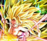 big_breasts blonde_hair caulifla dragon_ball_super green_eyes long_hair nekom14 nipples open_mouth super_saiyan_3 topless