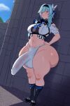 1futa ai_generated ass big_ass breasts erection erection_under_clothes eula_(genshin_impact) fundoshi fundoshi_futanari fundoshilover101 futanari genshin_impact hoyoverse huge_ass tabi_socks