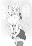  apron between_breasts big_breasts blush breasts breasts_outside final_fantasy final_fantasy_ix futanari genderswap huge_breasts jiz kuja lactation large_breasts maid milk monochrome nail newhalf nipples saliva solo thighhighs tongue tongue_out waist_apron wrist_cuffs 