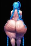 1girl 1girls ai_generated arcane big_ass blue_hair breedable_hips cellulite exaggerated_proportions jinx_(league_of_legends) knottagooner league_of_legends love_handles median_furrow mesmerizing_ass pear-shaped_figure plump sweat thick_ass thick_thighs