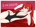 1girl 1girl 1girl alluring alternate_costume female_only fire_emblem fire_emblem_fates flameckl intelligent_systems laying_on_bed nintendo on_side red_eyes red_hair red_underwear seductive seductive_smile severa_(fire_emblem) skimpy_clothes solo_female teasing undressing