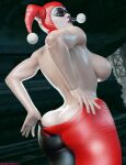1girl 1girls 3d ass ass_crack batman:_arkham_knight batman_(series) big_ass big_breasts blue_eyes breasts bubble_butt butt_crack dc_comics female_focus female_only harley_quinn harley_quinn_(classic) harley_quinn_(injustice) hourglass_figure injustice_2 jester_cap light-skinned_female light_skin lipstick makeup pale-skinned_female pale_skin pinup pinup_pose pose posing rear_view sekaithereturn sideboob solo_female tagme topless wide_hips