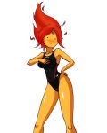 adventure_time blush breasts elemental female fire flame_princess highleg highleg_swimsuit long_legs looking_at_viewer one-piece_swimsuit solo swimsuit thighs