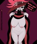 belly_expansion black_eyes flashing hazbin_hotel naughty_face overnight rosie_(hazbin_hotel) saggy_breasts smirk voluptuous white_skin