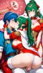 1boy 1girl ai_generated ass blue_eyes blue_hair cheating cheating_husband cleavage couple cowgirl_position fire_emblem green_eyes green_hair impregnation kissing marth marth_(fire_emblem) penetration penis penis_in_pussy sex sperm_cell tiki_(fire_emblem) vaginal vaginal_penetration vaginal_sex white_panties