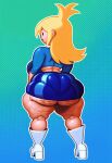 ai_generated big_ass blonde_hair boots cellulite cropped_shirt exaggerated_proportions fionna_and_cake fionna_the_human_girl from_behind knottagooner looking_back pantylines shirt thick_thighs