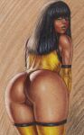 1girl 1girl 1girls 2d anus ass ass_crack big_ass black_eyes black_hair bottomless butt_crack dark-skinned_female dark_skin edithemad female_focus female_only long_hair mortal_kombat mortal_kombat_4 pinup pose posing tagme tanya_(mortal_kombat) thick_thighs wide_hips