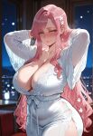 100_kanojo 1girl ai_generated curvy curvy_female curvy_figure hanazono_hahari kimi_no_koto_ga_dai_dai_dai_dai_daisuki_na_100-nin_no_kanojo mature_female milf night pink_hair