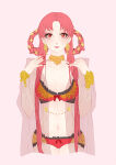 1girl 1girl adult_swim alluring big_breasts bishoujo_senshi_sailor_moon bra cleavage cloak eyeshadow female_focus frill_trim frills hair_ornament hair_rings lipstick long_hair looking_at_viewer makeup nail_polish navel parted_bangs pink_background pink_theme princess_kakyuu red_bra red_eyes red_hair see-through_clothes thigh_gap toei_animation toonami twin_tails underwear underwear_only viz_media yangyieva