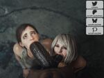 1boy 1girl 2_girls 3d :>= absurdly_large_cock ashley_graham ashley_graham_(ella_freya) ball_sucking big_penis biohazard blonde_female blonde_hair blowjob_face brown_eyes brown_hair capcom cfnm clothed_female clothed_female_nude_male cock_hungry completely_nude crossover currysfm dark-skinned_male dark_skin deepthroat eastern_and_western_character ellie_(the_last_of_us) ellie_williams eyes eyeshadow fellatio ffm_threesome group huge_cock interracial light-skinned_female light_skin looking_at_penis male male_pov naughty_dog nude nude_male open_mouth penis penis penis_awe pov resident_evil resident_evil_4 resident_evil_4_remake shocked the_last_of_us the_last_of_us_2 threesome trio watermark