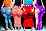 4girls ai_generated ass ass_focus ass_grab bare_thighs big_ass big_ass black_hair boa_hancock fat_ass gigantic_ass huge_thighs light-skinned_female light_skin long_hair massive_ass multicolored_hair nami nico_robin oiled_body oiled_skin one_piece orange_hair rixataz squatting sweat sweatdrop thick_body thick_female thick_thighs thighs voluptuous voluptuous_female yamato_(one_piece)