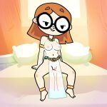 1girl ai_generated anklet anklets freckles glasses illymation ilyssa_levy orange_hair pussy red_hair round_glasses seductive seductive_look see-through_clothing sitting sitting_on_bed tagme veil youtube youtuber