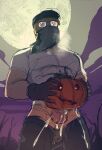 1boy 2024 blonde_hair breath_cloud chocotaurnsfw cum fucking_pumpkin full_moon glasses hat human male mouth_mask muscular muscular_male pumpkin solo_human solo_male standing