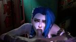 1boy 1girl 1girls 3d arcane blue_eyes blue_hair clothed clothed_female_nude_male dark-skinned_male dark_skin fellatio fellatio interracial jinx_(arcane) jinx_(league_of_legends) kojimations league_of_legends light-skinned_female light_skin looking_at_viewer male male/female male_penetrating male_penetrating_female male_pov oral oral_penetration oral_sex riot_games tagme tattoo tattooed_arm