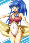 1girl 1girl blue_eyes blue_hair braid casual_one-piece_bikini d-m_(dii_emu) female_focus fire_emblem fire_emblem:_the_sacred_stones fire_emblem_heroes high_res intelligent_systems long_hair looking_at_viewer medium_breasts nintendo one-piece_bikini open_mouth ponytail side_braid simple_background smile swimsuit tana_(fire_emblem) tana_(noble_and_nimble)_(fire_emblem) twin_braids white_background