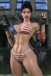 1girl 1girl 1girls 3d abs american american_female american_flag_bikini big_breasts big_breasts bikini breasts cleavage female_only gun looking_at_viewer patreon pistol sexy sexy_body str4hl under_boob weapon