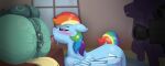 ass_hair ass_hair_on_tongue balls blush blush blushing_female female_rimming_male furry hairy_anus hairy_ass rainbow_dash rainbow_dash_(mlp) submissive_female waffa waffafries