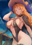 1girl aurizerozero big_breasts brown_eyes bubble_butt cleavage horny inviting_to_sex looking_at_viewer nami nami_(one_piece) one_piece orange_hair pose standing teasing thick_thighs