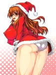  1girl asahina_mikuru ass big_breasts blush breasts character_request hat huge_breasts large_breasts orange_hair panties santa_costume santa_hat sentarou solo suzumiya_haruhi_no_yuuutsu underwear 