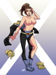  1_girl 1girl boots breasts brown_hair female female_only gloves gloves_removed kitty_pryde light-skinned_female light_skin marvel marvel_comics nipples shadowcat solo standing x-men x-men_evolution 